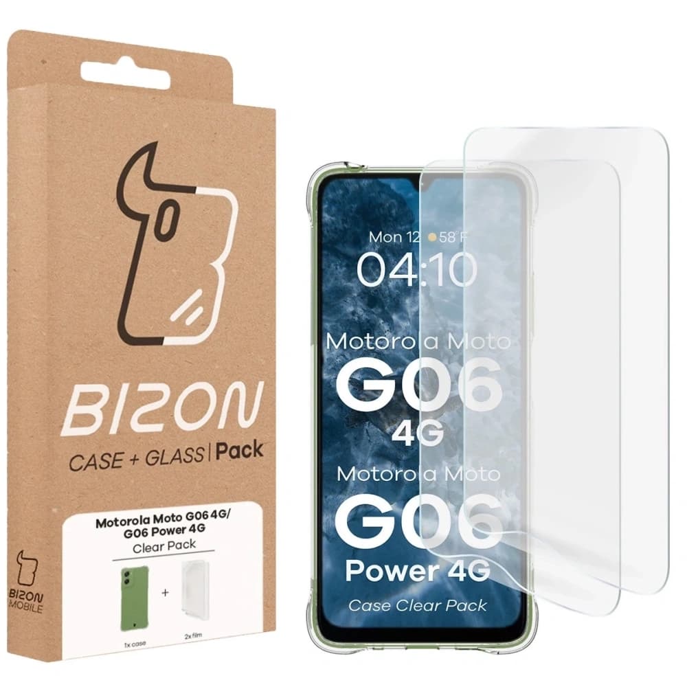 Bizon Case Clear Pack case + 2x screen film Motorola Moto G06 4G / G06 Power 4G - 9