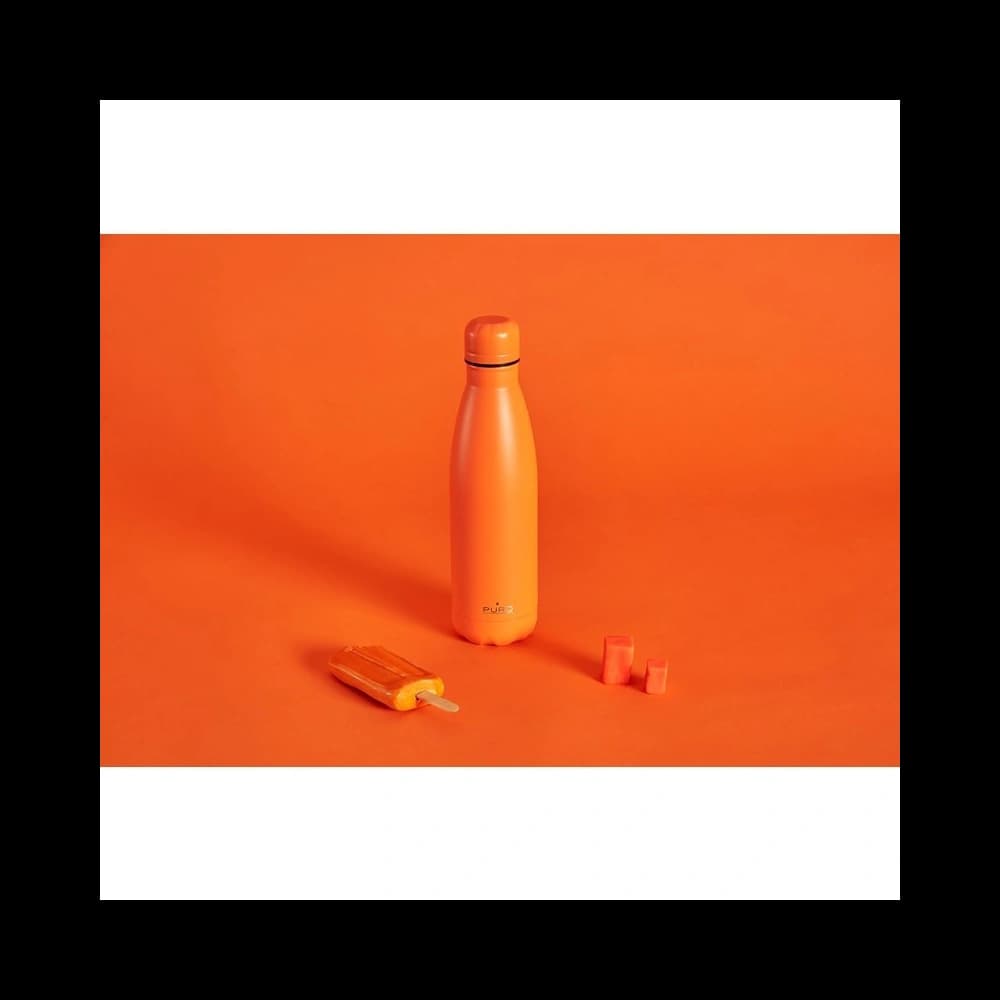 PURO ICON Fluo Thermal Stainless Steel Water Bottle 500ml (Orange) (Powder Coating) - 3