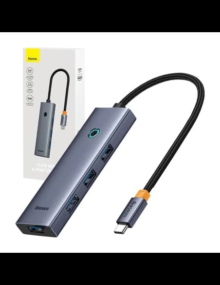 Baseus UltraJoy 4-v-1 Hub USB-C / 4xUSB-A 3.0 (šedý)