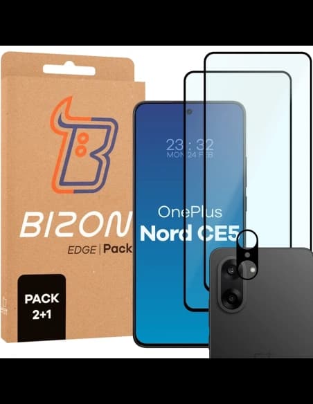 Bizon Edge Pack 2x Bildschirmglas + Kameraglas OnePlus Nord CE5 5G