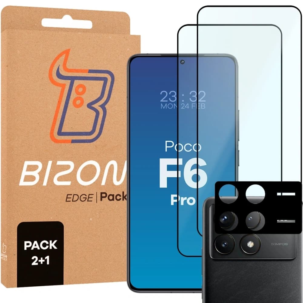 Bizon Edge Pack 2x screen glass + camera glass Xiaomi POCO F6 Pro