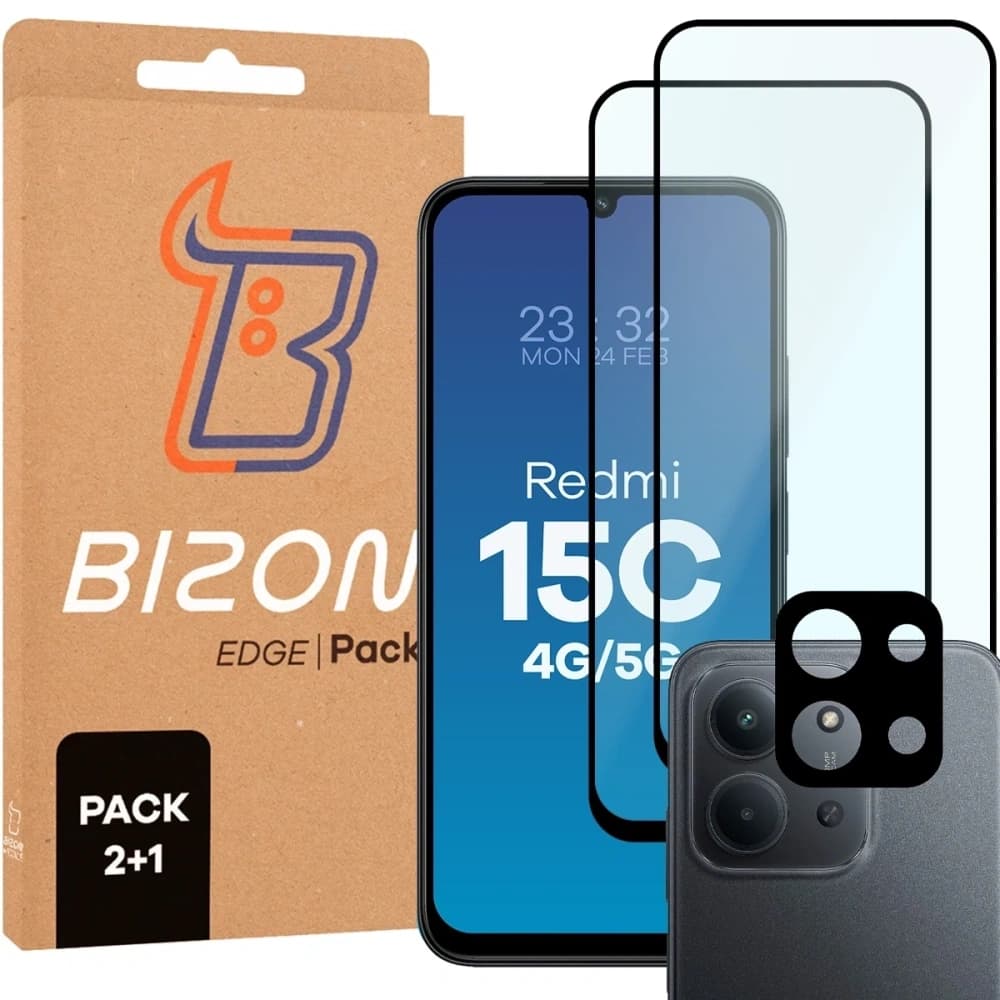 Bizon Edge Pack 2x sklo na displej + sklo na kameru Xiaomi Redmi 15C 4G / 5G - 1