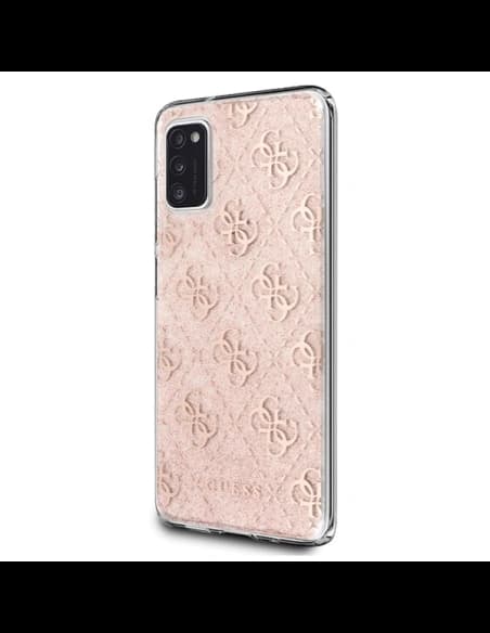 Etui Guess GUHCA41PCU4GLPI Samsung Galaxy A41 růžové/pink tvrdé pouzdro 4G Glitter