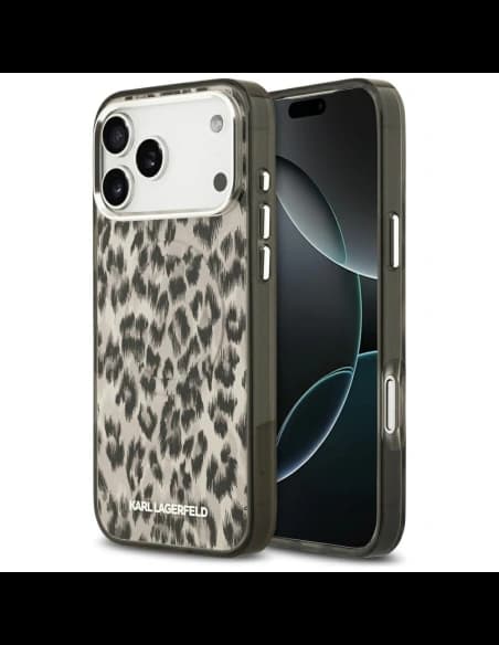 Karl Lagerfeld IML leopardí vzor MagSafe Apple iPhone 17 Pro Max hnědý