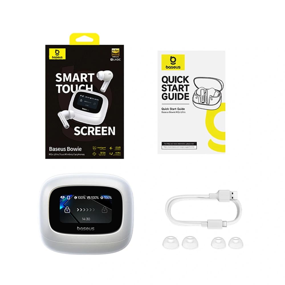 Căști wireless in-ear Baseus Bowie M2s Ultra TWS cu ecran interactiv Alb - 6