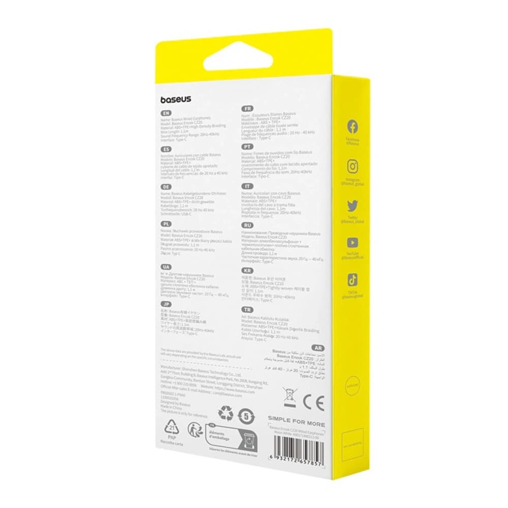 Căști In-Ear Baseus Encok CZ20 USB-C Alb - 7