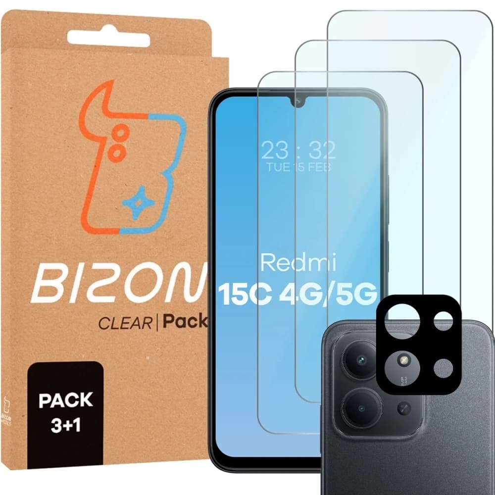 Bizon Clear 3x sklo na displej + sklo na kameru Xiaomi Redmi 15C 4G / 5G - 1