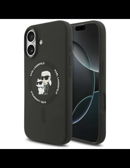 Etui Karl Lagerfeld Silicone Karl&Choupette Ring MagSafe pentru Apple iPhone 17 negru