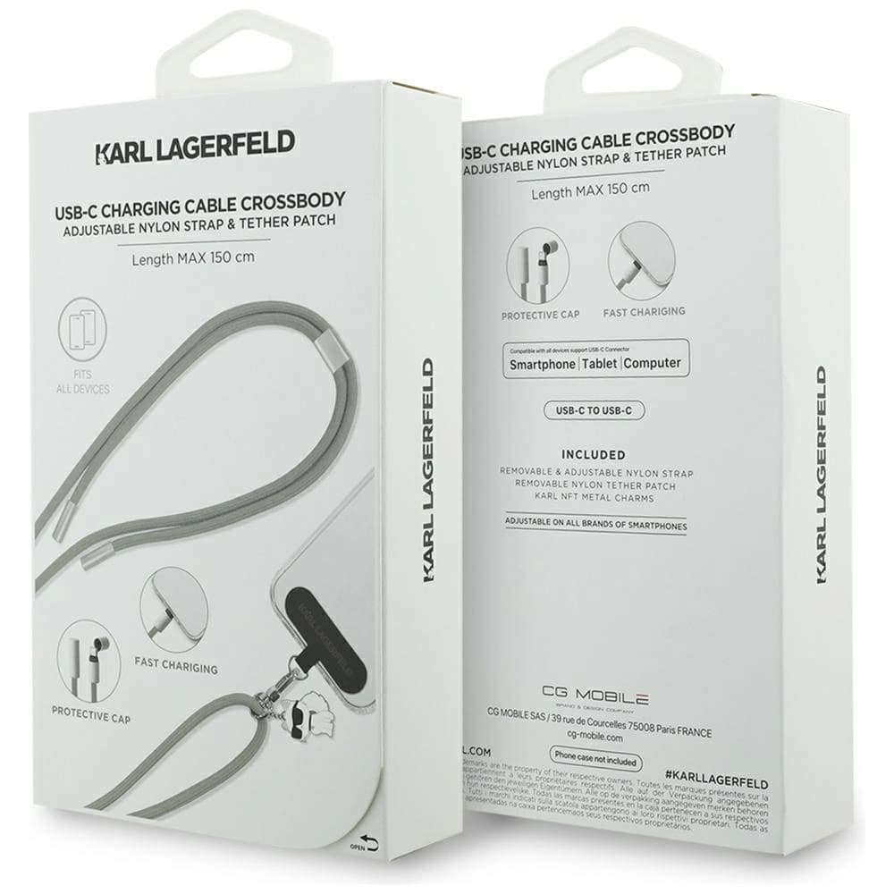 Karl Lagerfeld CBDY Choupette Charm Univerzális Kábel Póráz USB-C / USB-C szürke - 4