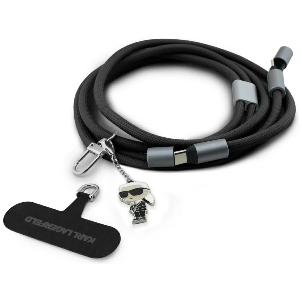 Karl Lagerfeld CBDY Ikonik Charm Universal Cable Leash USB-C / USB-C negru - 1