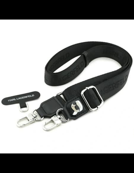 Uniwersalna smycz Karl Lagerfeld Universal Strap Tether Patch Karl Metal Logo czarny