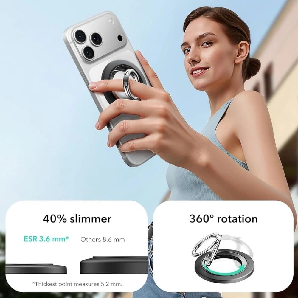 ESR Magnetic 360 Halolock MagSafe Phone Ring Black - 3