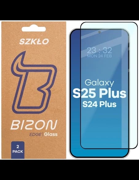 Bizon Glass Edge Duo Samsung Galaxy S25+ Plus / S24+ Plus cadru negru [2 PACHET]
