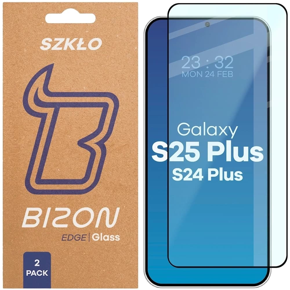 Bizon Glass Edge Duo Samsung Galaxy S25+ Plus / S24+ Plus black frame [2 PACK] - 1