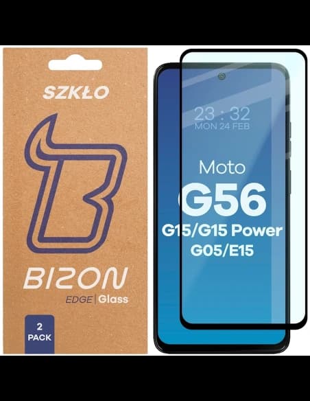 Bizon Glass Edge Duo Motorola Moto G15 / G15 Power / G05 / E15 / G56 5G black frame [2 PACK]
