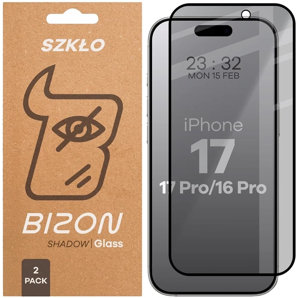Bizon Glass Edge Shadow Duo Apple iPhone 17 / 17 Pro / 16 Pro fekete kerettel színezett [2 CSOMAG] - 1