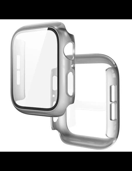 Bizon Case+Glass Hodinky Apple Watch SE 3 / SE 2 / SE / 6 / 5 / 4 44mm matný stříbrný