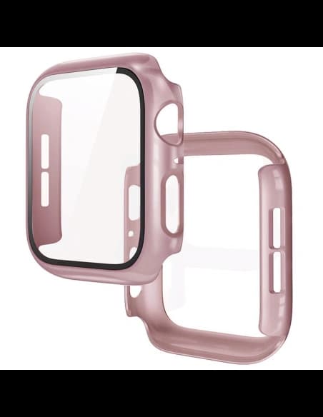 Bizon Case+Glass Hodinky Apple Watch SE 3 / SE 2 / SE / 6 / 5 / 4 44mm růžové zlato
