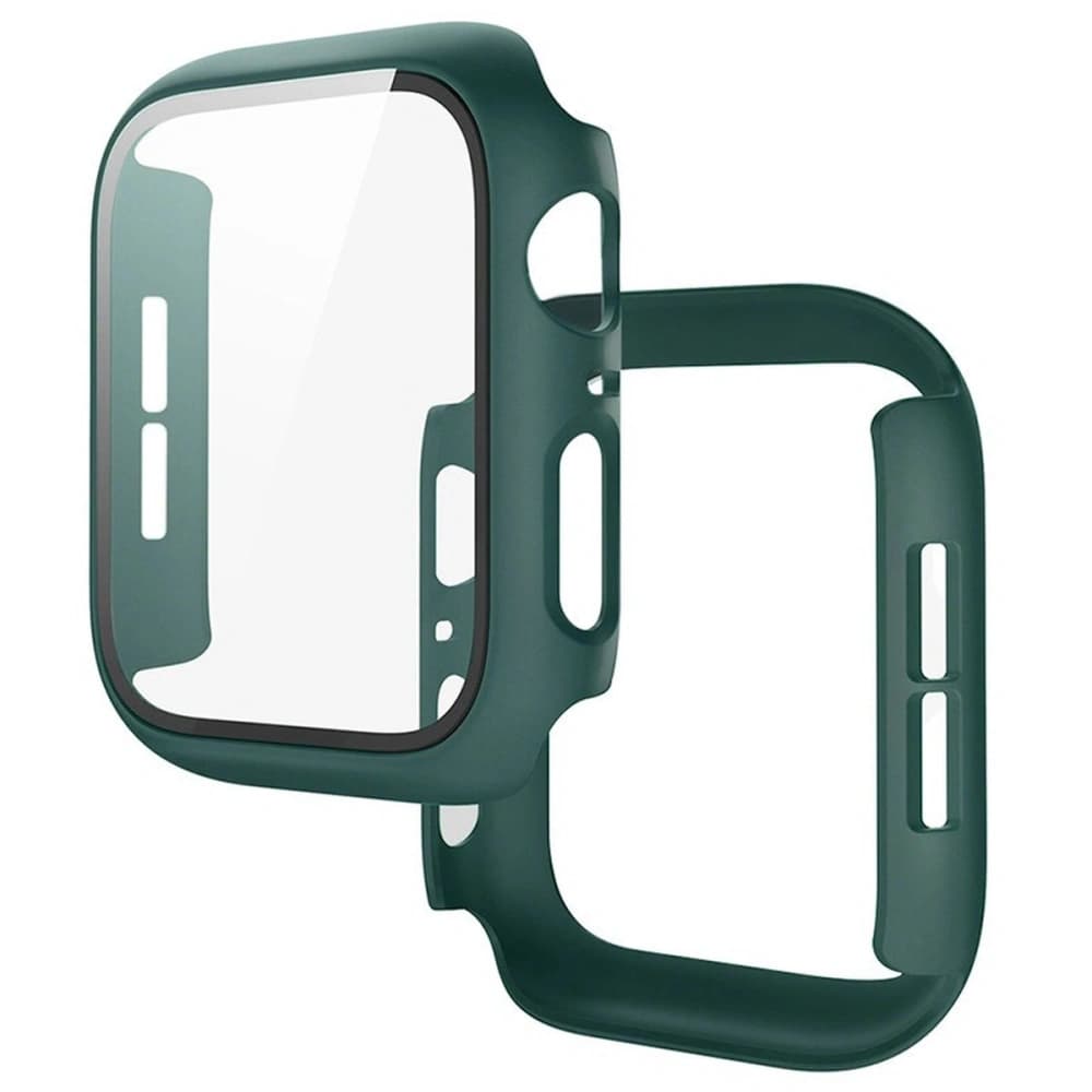 Bizon Case+Glass Hodinky Apple Watch SE 3 / SE 2 / SE / 6 / 5 / 4 44mm matná tmavě zelená