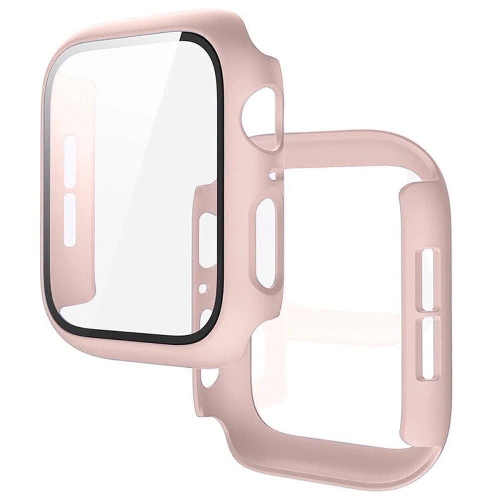Bizon Case+Üveg Óra Apple Watch SE 3 / SE 2 / SE / 6 / 5 / 4 44mm matt rózsaszín