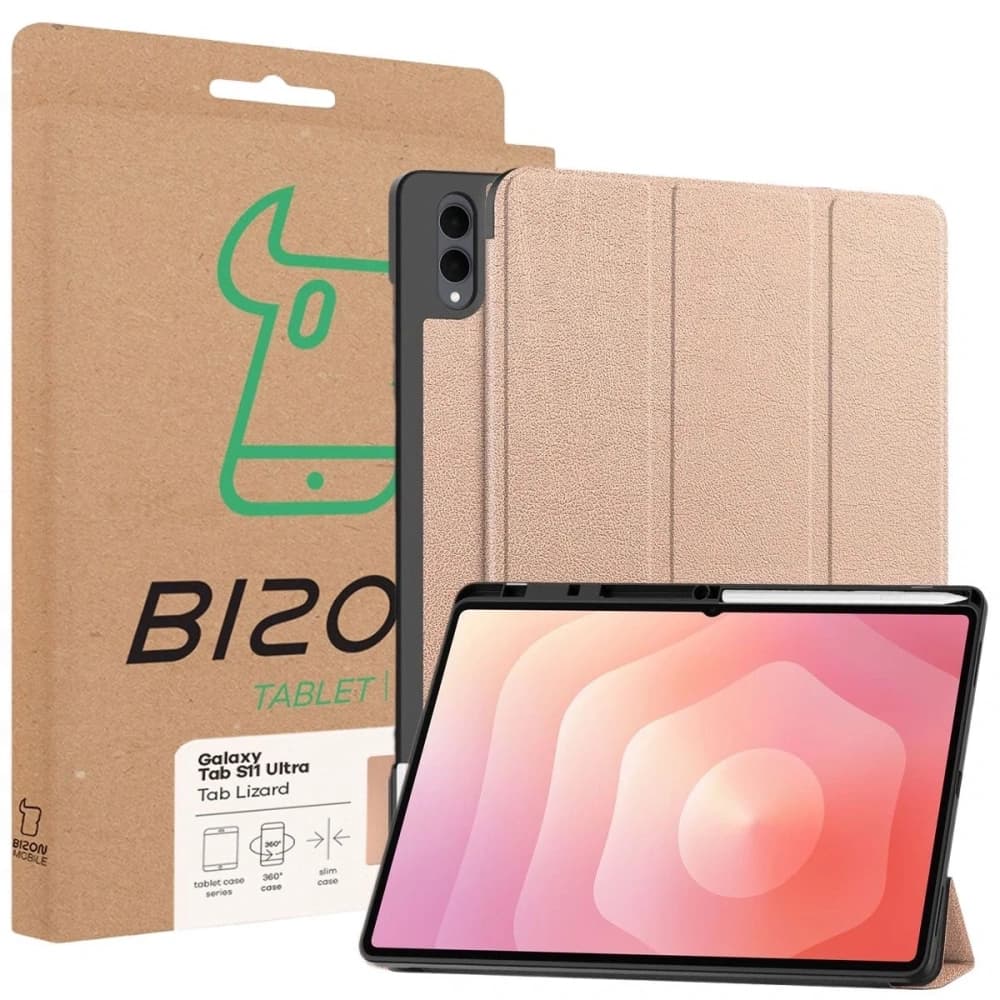 Bizon Case Tab Lizard Samsung Galaxy Tab S11 Ultra rose gold - 9