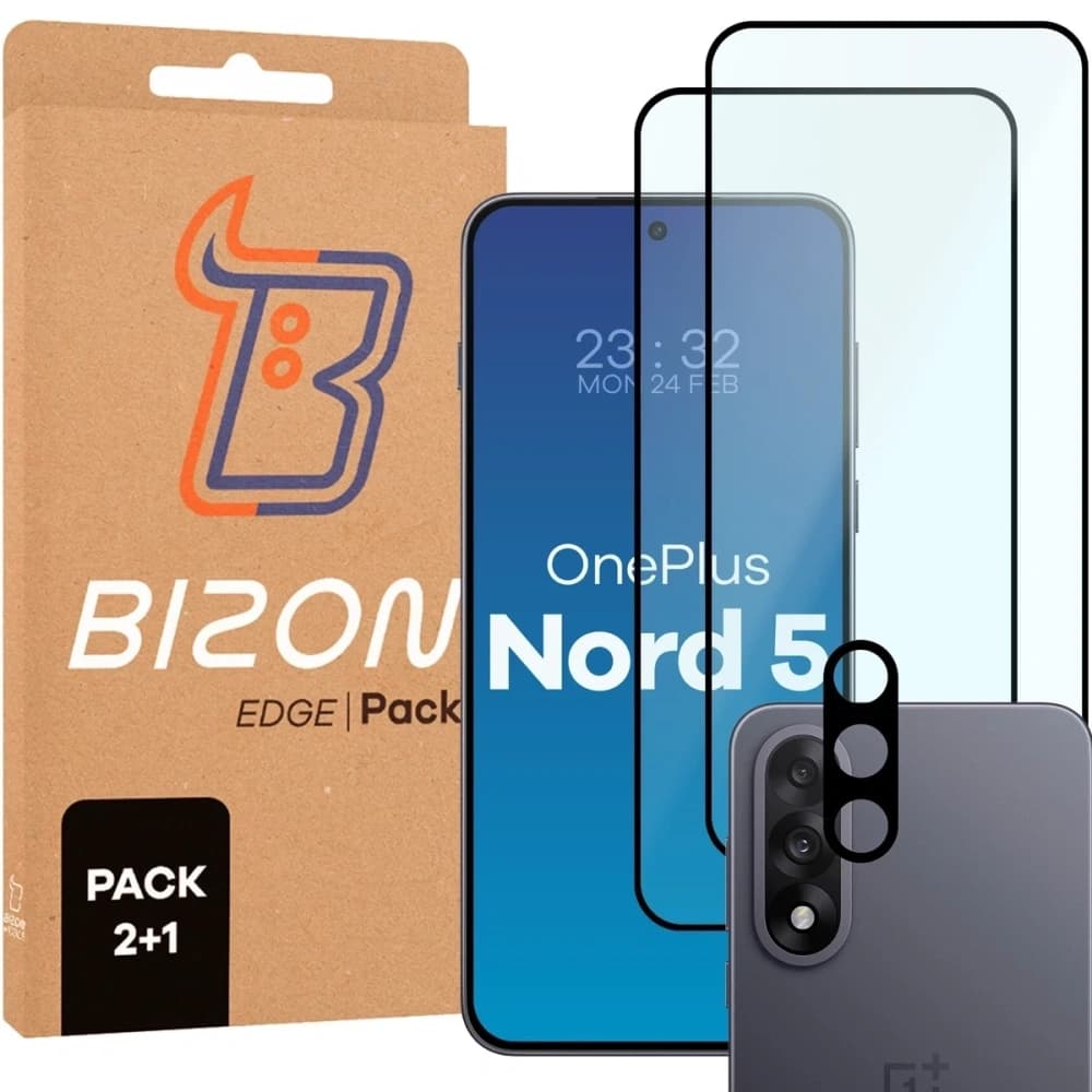 Bizon Edge Pack 2x Glas + Kameralinse Schutz OnePlus Nord 5 - 1