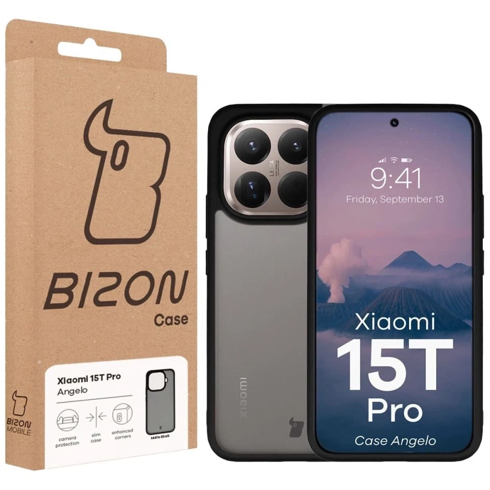 Bizon Case Angelo Xiaomi 15T Pro rauchig mit schwarzem Rahmen - 6