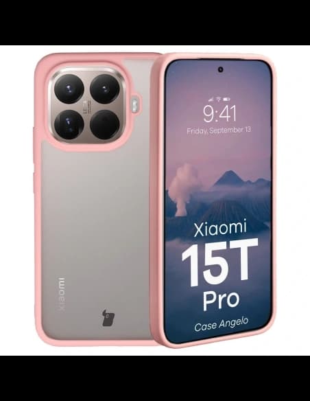 Bizon Case Angelo Xiaomi 15T Pro poloprůhledný s světle růžovým rámem