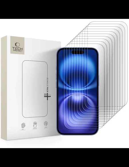 Tech-Protect Bundle Glass Apple iPhone 15 / 15 Pro / 16 Transparent [10 PACHET]