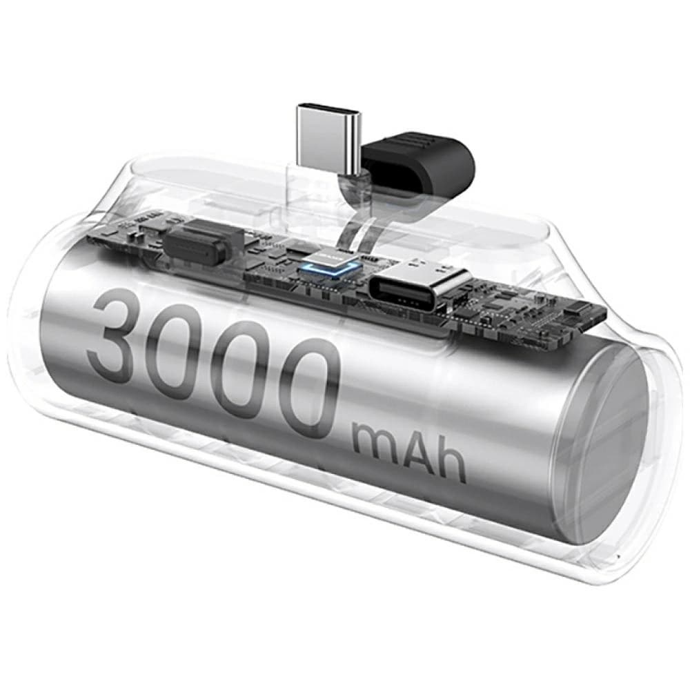 USAMS PB79 Mini Tail Plug Přenosná Powerbanka 3000mAh USB-C stříbrná - 3