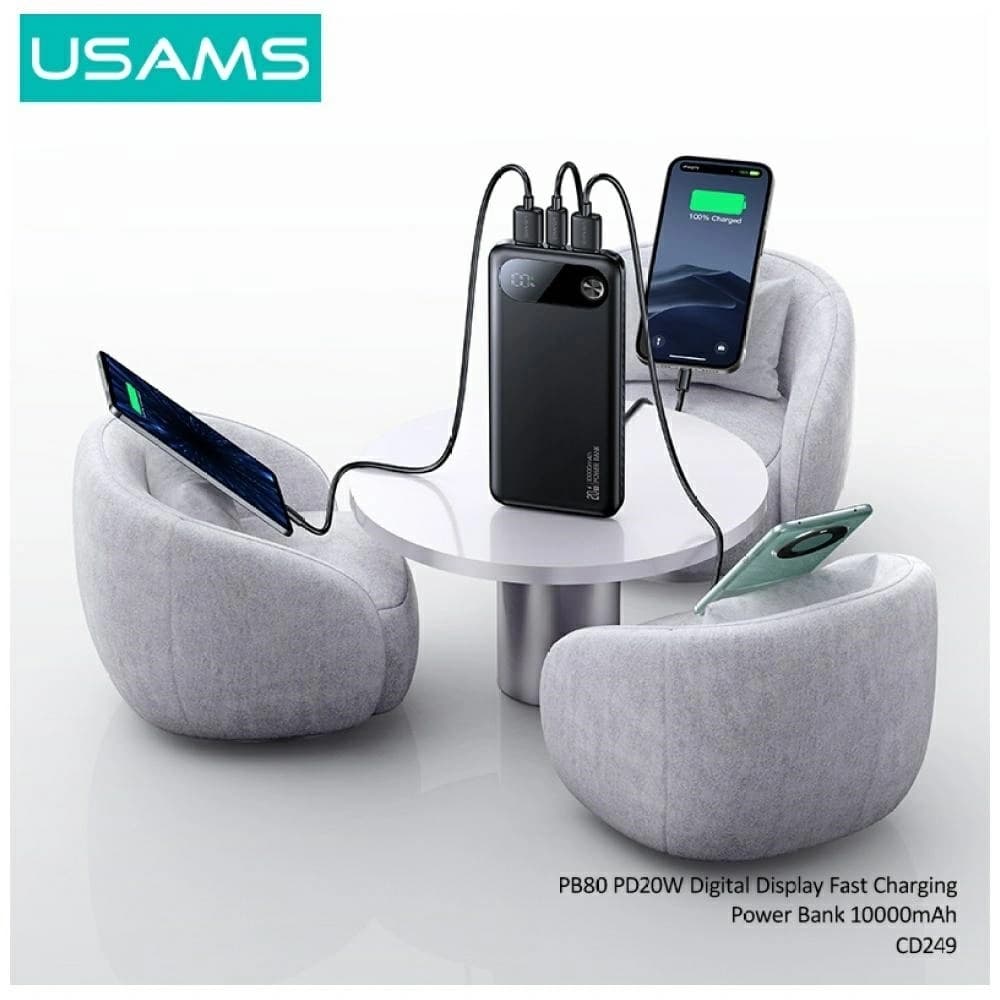 USAMS PB80 PD20W 10000mAh fehér - 4