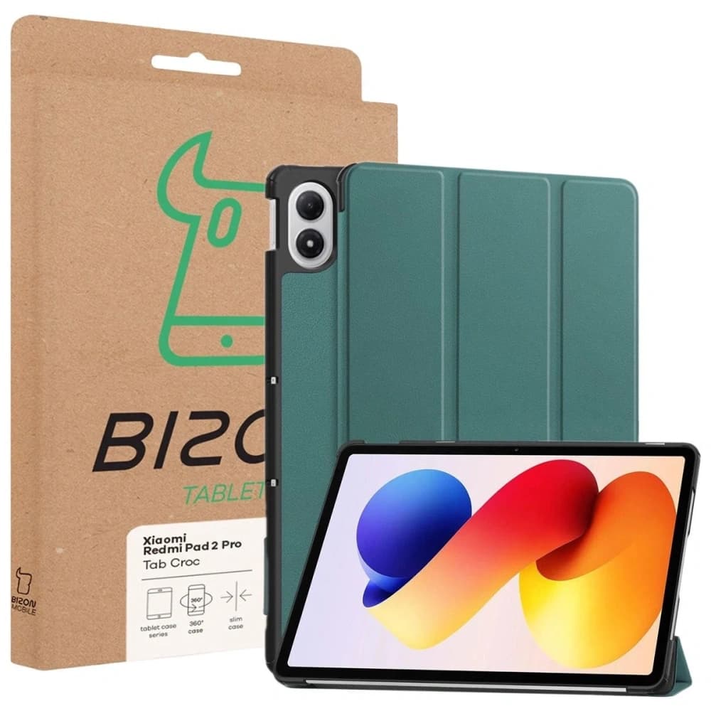 Etui mit Klappe Bizon Case Tab Croc für Xiaomi Redmi Pad 2 Pro dunkelgrün - 8