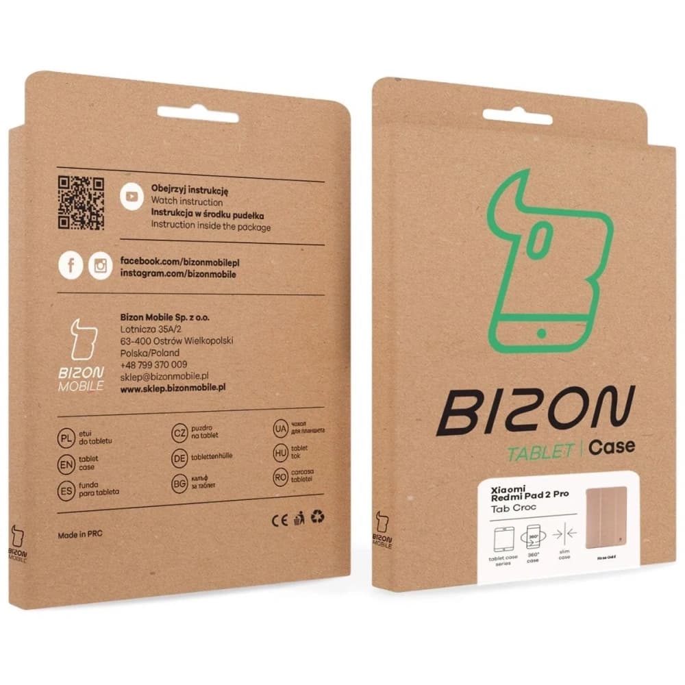 Etui s klapkou Bizon Case Tab Croc pro Xiaomi Redmi Pad 2 Pro růžovo-zlaté - 9