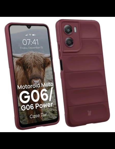 Pancerne etui Bizon Case Tur do Motorola Moto G06 4G / G06 Power 4 burgundowe