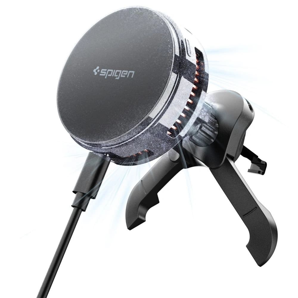 Spigen Essential EV25MFAQ Qi2.2 Peltier Magnetische MagSafe Belüftungs-Autohalterung Drahtloses Ladegerät Schwarz - 1