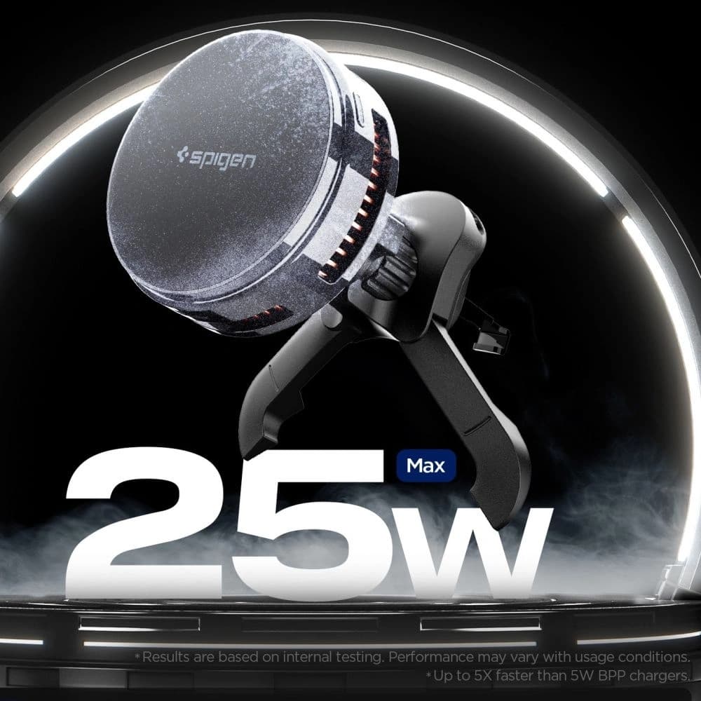 Spigen Essential EV25MFAQ Qi2.2 Peltier Magnetische MagSafe Belüftungs-Autohalterung Drahtloses Ladegerät Schwarz - 3