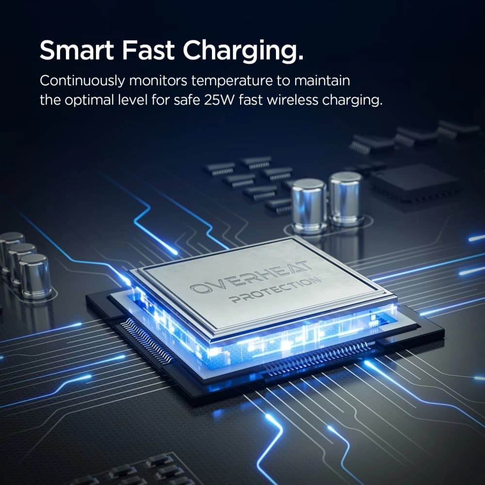 Spigen Essential EV25MFAQ Qi2.2 Peltier Magnetische MagSafe Belüftungs-Autohalterung Drahtloses Ladegerät Schwarz - 6