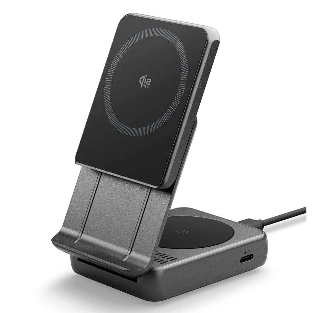 Spigen Essential EF302MOQ Qi 2.2 2in1 Magnetischer MagSafe Wireless Charger Schwarz - 1