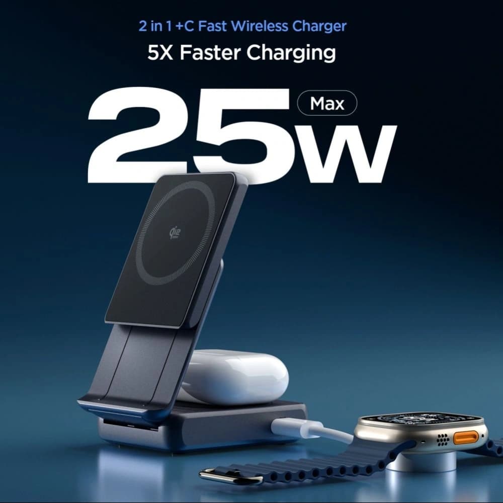 Spigen Essential EF302MOQ Qi 2.2 2in1 Magnetischer MagSafe Wireless Charger Schwarz - 3