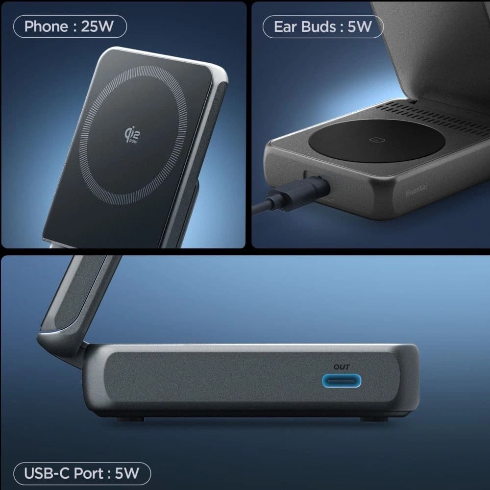 Spigen Essential EF302MOQ Qi 2.2 2in1 Magnetischer MagSafe Wireless Charger Schwarz - 4