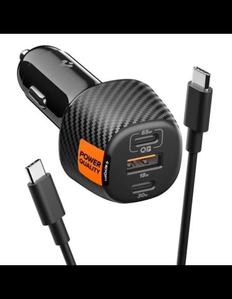 Spigen Essential EV1133 USB-A 18W, USB-C 30W, USB-C 65W Autós Töltő 113W Fekete
