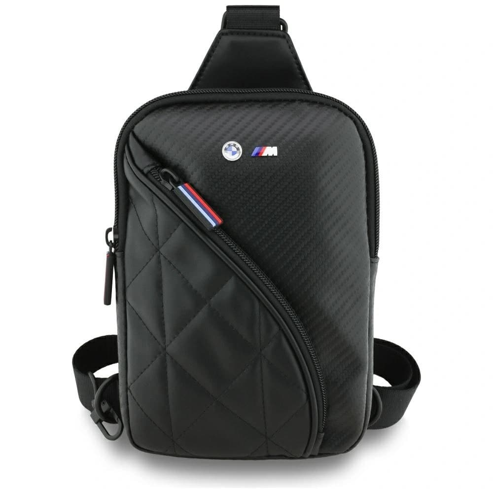 Geantă pentru telefon crossbody BMW Carbon Pocket&Metal Logo neagră - 1