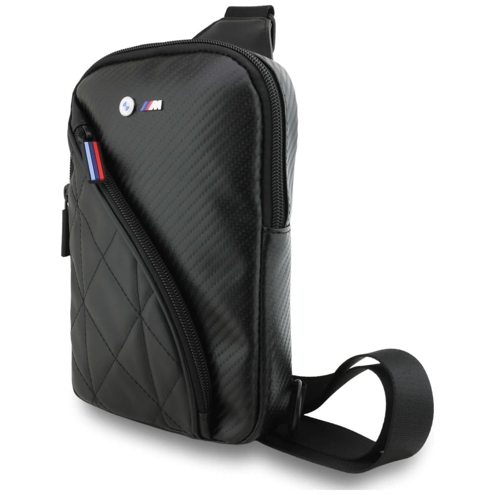 Geantă pentru telefon crossbody BMW Carbon Pocket&Metal Logo neagră - 2