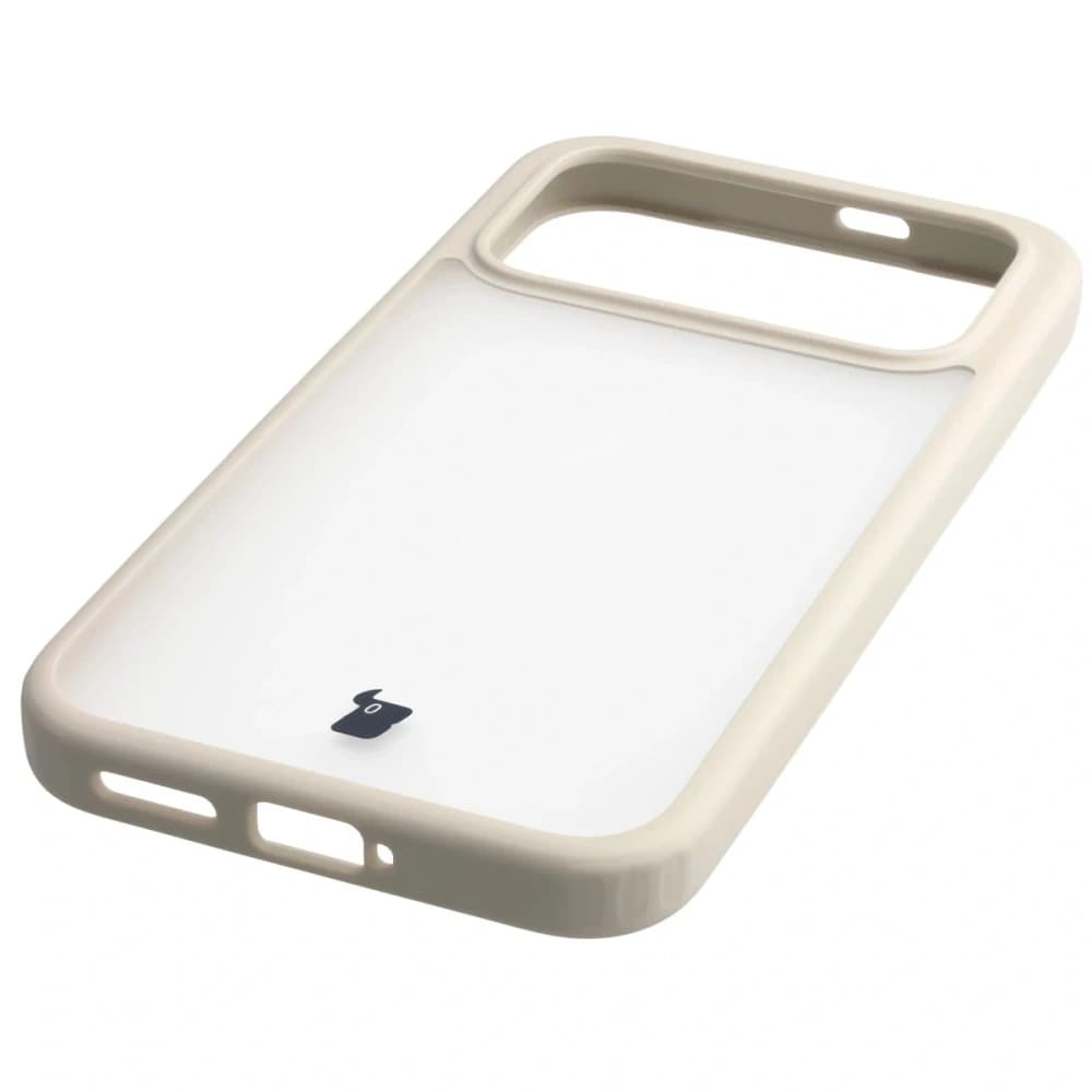 Husa Bizon Case Angelo Xiaomi POCO F8 Pro semi-transparentă cu ramă bej - 5