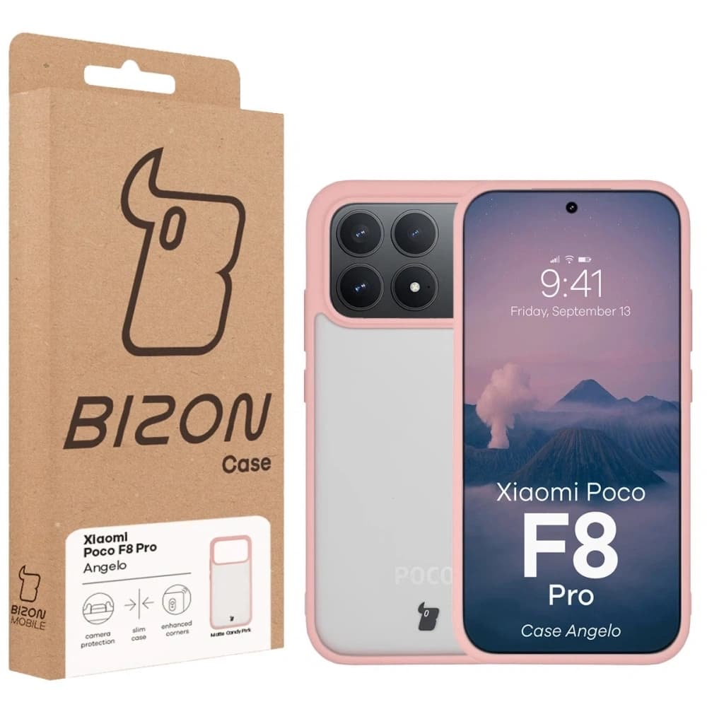Husa Bizon Case Angelo Xiaomi POCO F8 Pro semi-transparentă cu un cadru roz deschis - 6