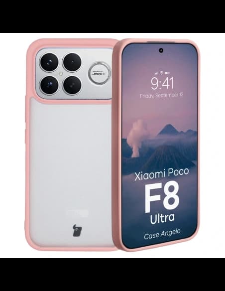 Bizon Case Angelo Xiaomi POCO F8 Ultra félig átlátszó, világos rózsaszín kerettel