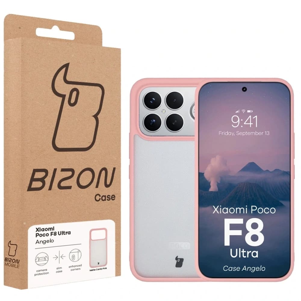 Husa Bizon Case Angelo Xiaomi POCO F8 Ultra semi-transparentă cu un cadru roz deschis - 6