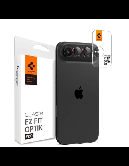 Protector de cameră Spigen Optik Pro L-Series Glas.tr ez Fit pentru Apple iPhone Air Negru/roșu [2 PACHET]