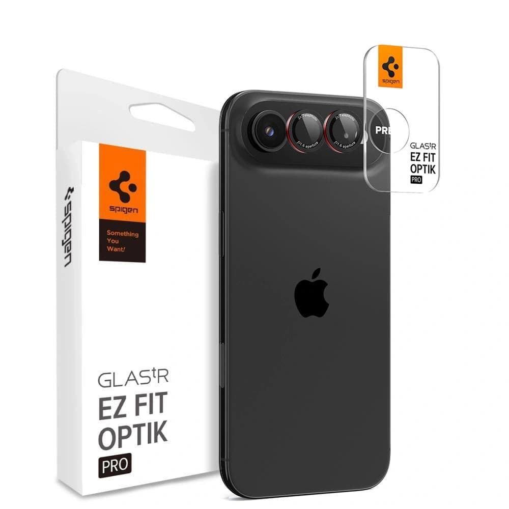 Protector de cameră Spigen Optik Pro L-Series Glas.tr ez Fit pentru Apple iPhone Air Negru/roșu [2 PACHET] - 1