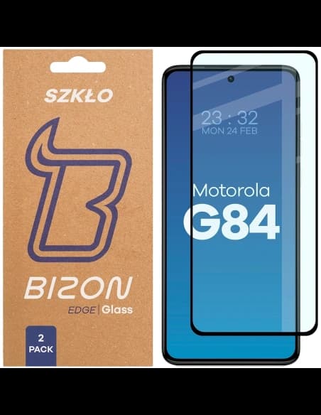 Bizon Glass Edge Duo Motorola Moto G84 5G schwarzer Rahmen [2 PACK]

